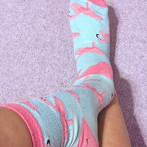Well Worn Pink Flamingo Work Socks